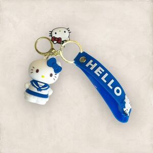 Sanrio Hello Kitty Blue & White Keychain Bag Accessory Wristlet